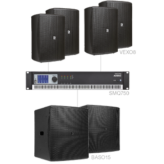 Forte8.6, 4x Vexo8, 2x Baso15 + SMQ750 Installasjonspakke - 120m2 - Sort